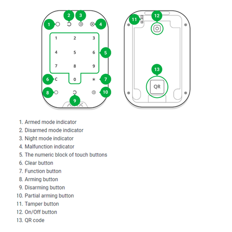 Ajax keypad, wit, draadloos