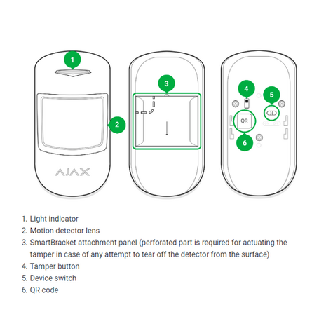 Ajax MotionProtect Plus, zwart, draadloze PIR Radar